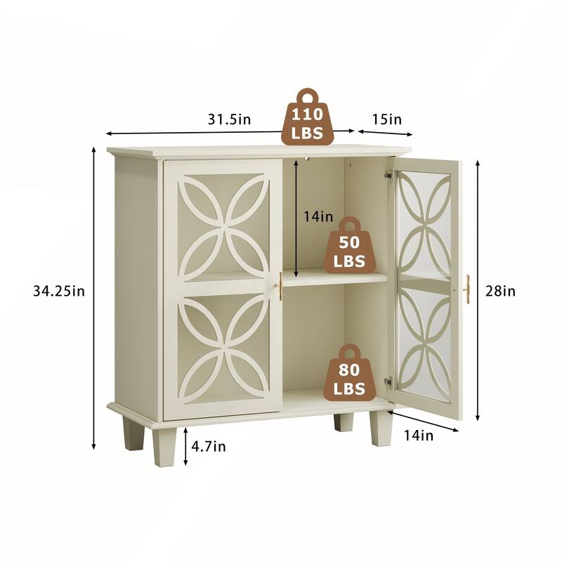 Sideboard Buffet Storage Cabinet With Tempered Glass Doors