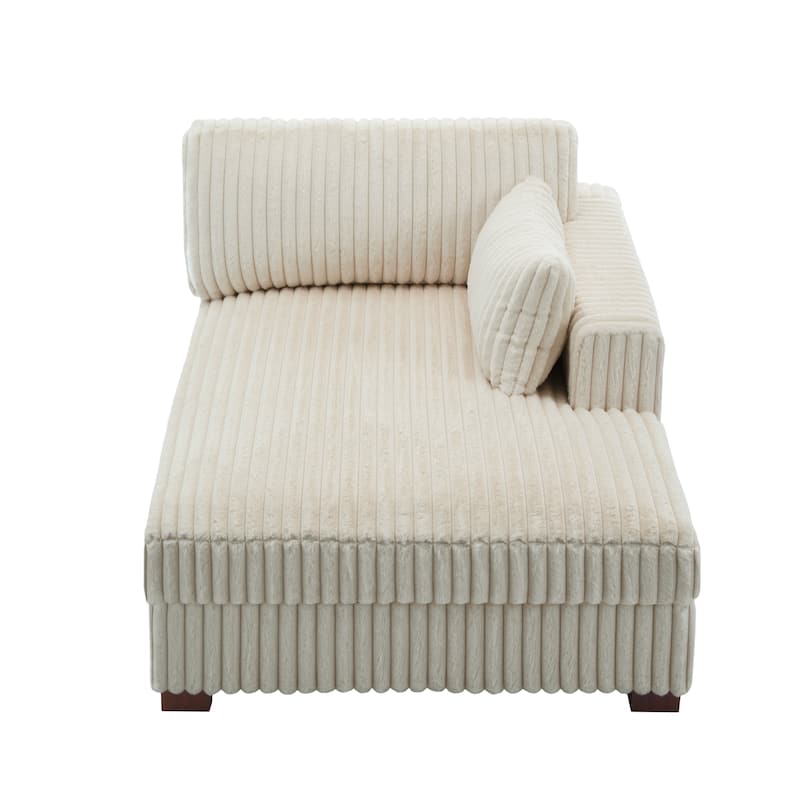 42" W Plush Corduroy Upholstered Chaise Lounge Sleeper for Living