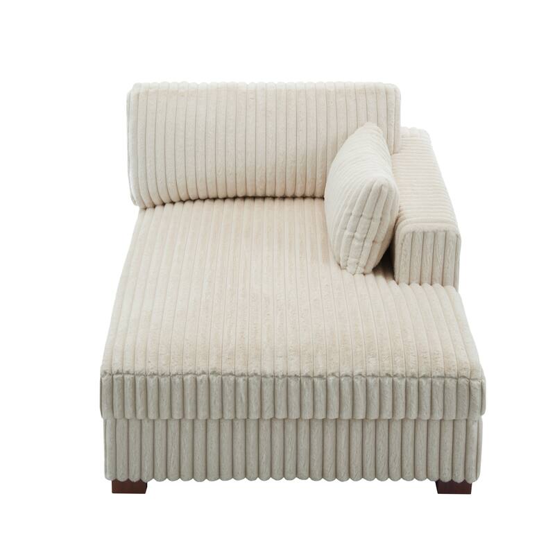UIXE Upholstered Plush Bedroom Lounge Chairs with Left Armrest & Lumbar Pillow