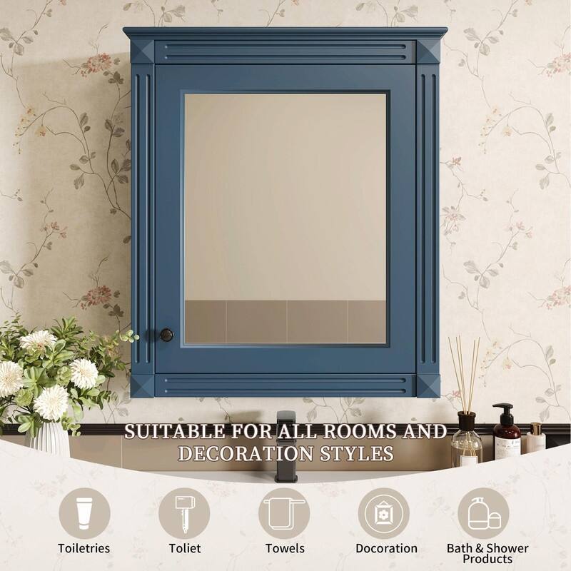 24" x 27" Wall-Mounted Medicine Cabinet with Mirror and Over-the-Toilet Space Saver Storage
