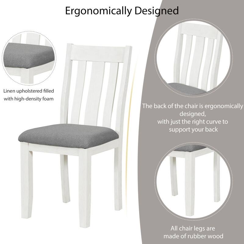 Retro Style 7-Piece Dining Table Set with Extendable Table and 6 Upholstered Chairs