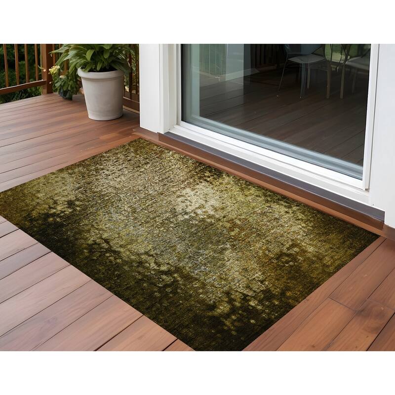 Elra Pure & Simple Weather Resistant Classic Meets Modern Outdoor Rug - 2' x 3' - Brown
