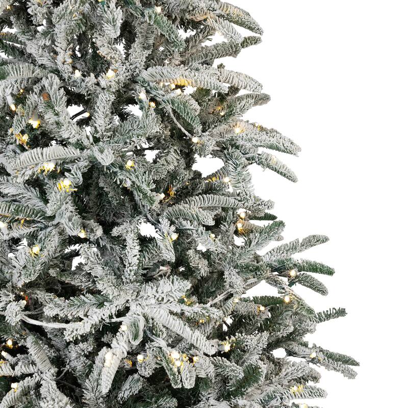 6.5' Flocked Slim Nordmann Fir Artificial Christmas Tree Clear LED - 6.5 Foot