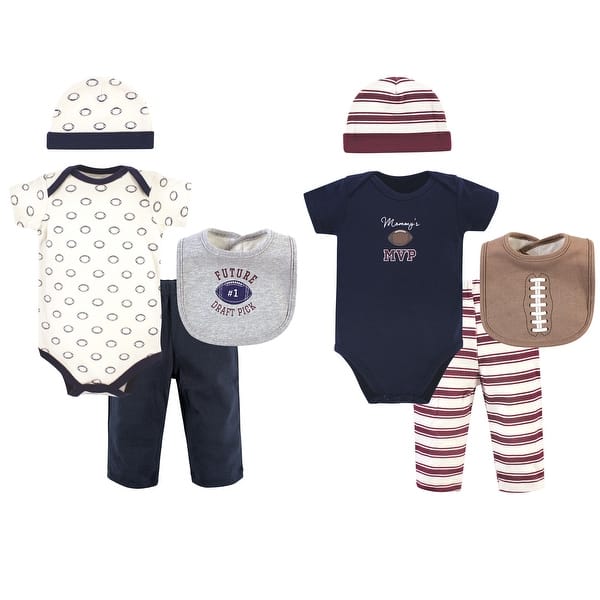slide 1 of 1, Hudson Baby Infant Boy Layette Boxed Giftset, Blue Football, 0-6 Months - Blue Football 0-6 Months - Blue Football