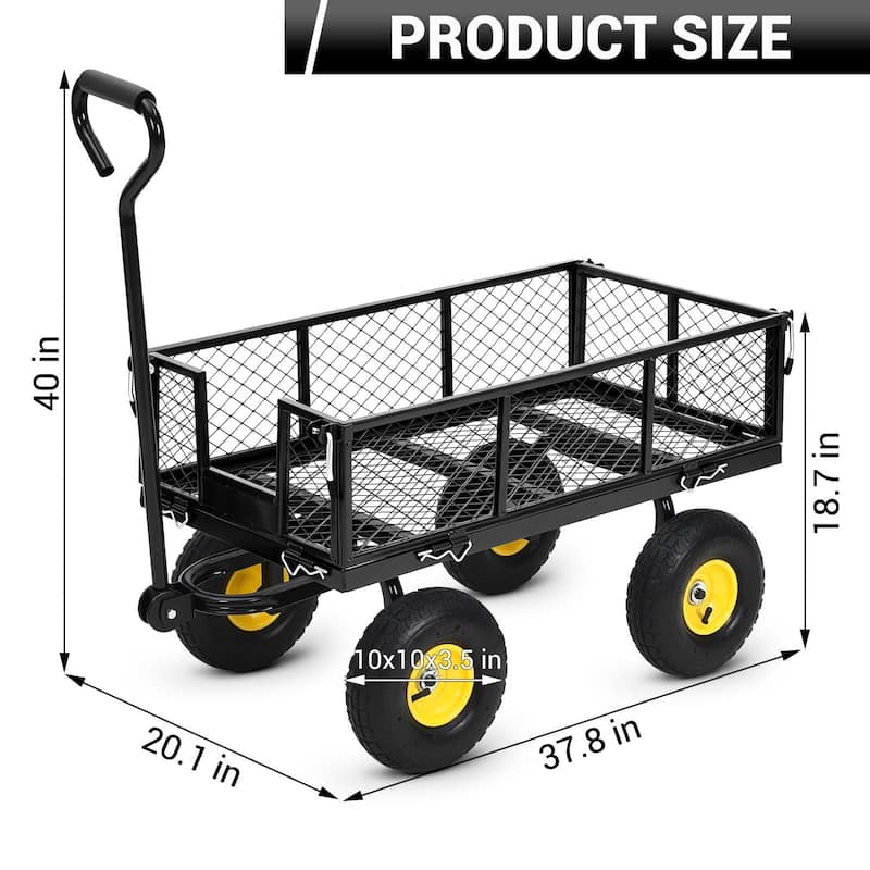 Heavy Duty Steel Utility Garden Wagon Cart with Removable Sides