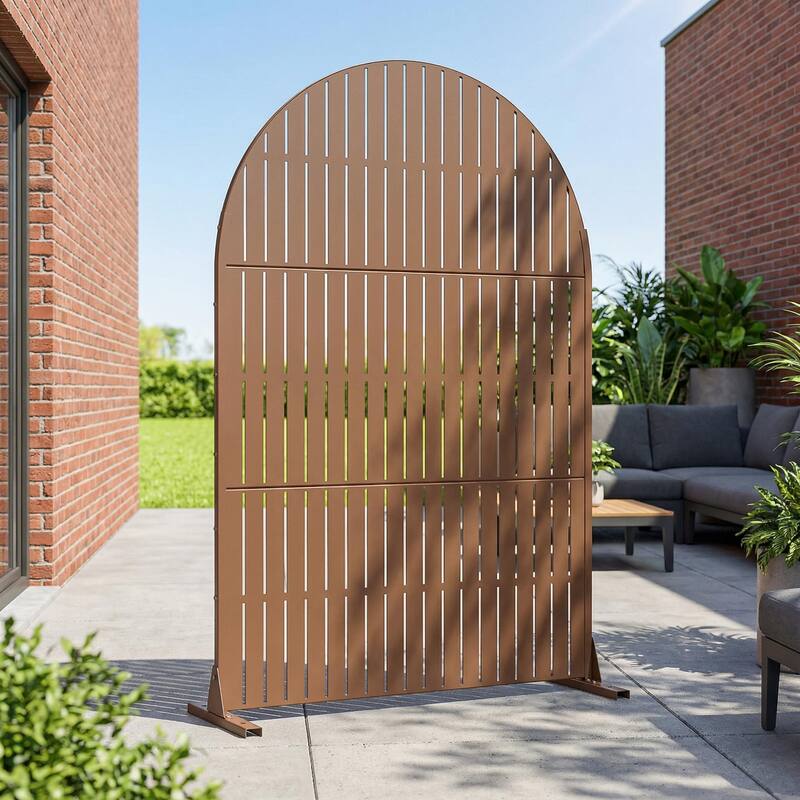 Dovelina 6ft.Outdoor Freestanding Metal Privacy Screen Decorative Garden Fence - 72"x47" - Brown