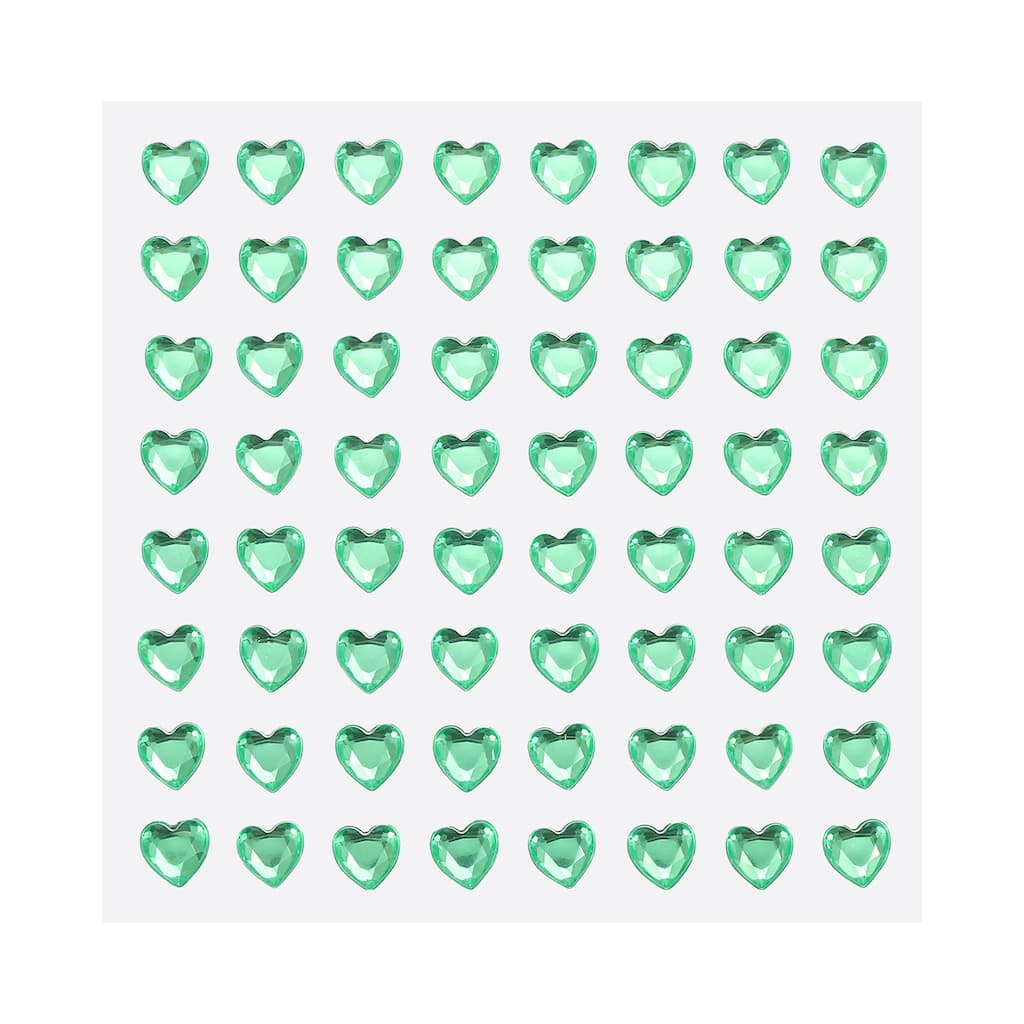 256 Pcs Heart Rhinestone 6mm Self Adhesive Gems Stickers Green
