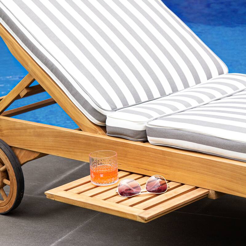Cambridge Casual Leon Teak Outdoor Chaise Lounge Chair with Cushion