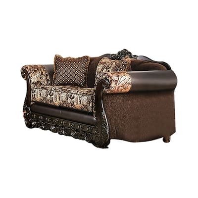 Chenille Love Seat with Arched Backrest Design in Ivory