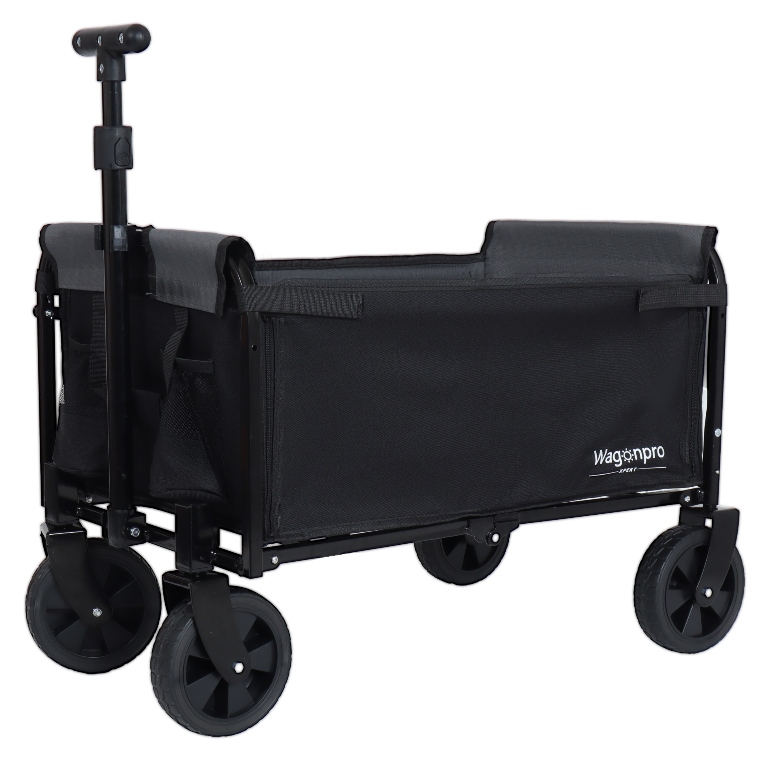 All-In-One Convertible Folding Camping Wagon Cart: Bench Seat, Storage Compartment & Included Dog Tether