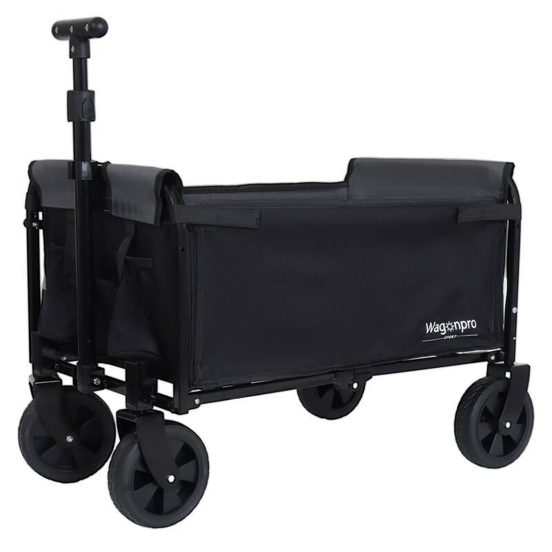 All-in-One Convertible Folding Wagon with Bench Seat, Storage & Dog Tether - Heavy-Duty Utility Cart
