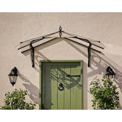 Lily 3 ft. Black/Clear Door and Window Awning