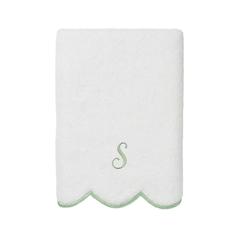 Authentic Hotel and Spa 100% Turkish Cotton Green ADORNIA Scallop Personalized 3 Piece Towel Set - 3 Piece Set
