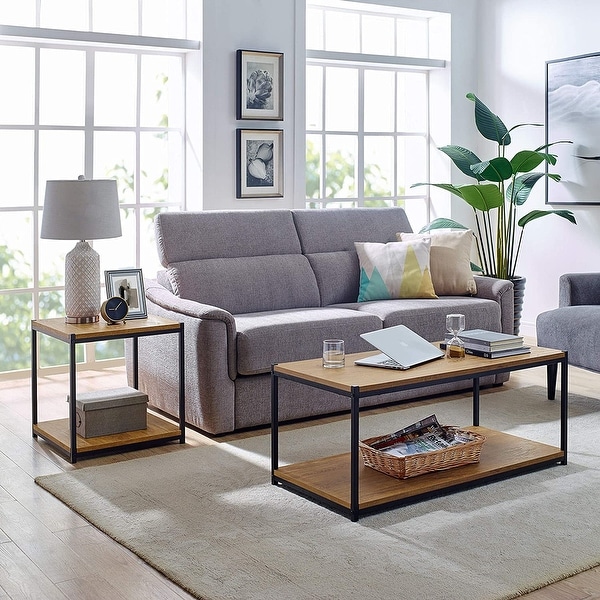 Caffoz Tall Center Table Coffee Table with Storage Shelf On Sale