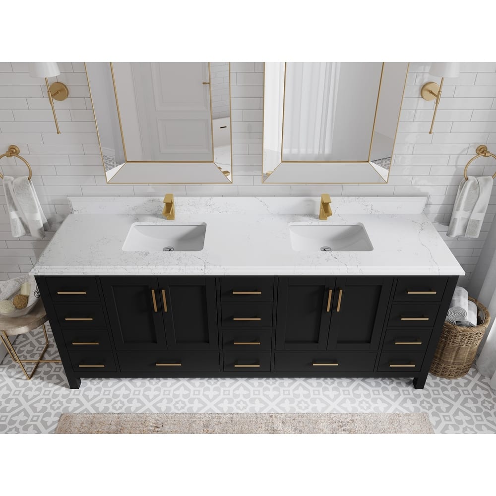 Willow Collection 84 in. W x 22 in. D Malibu Double Sink Bathroom Vanity with Countertop
