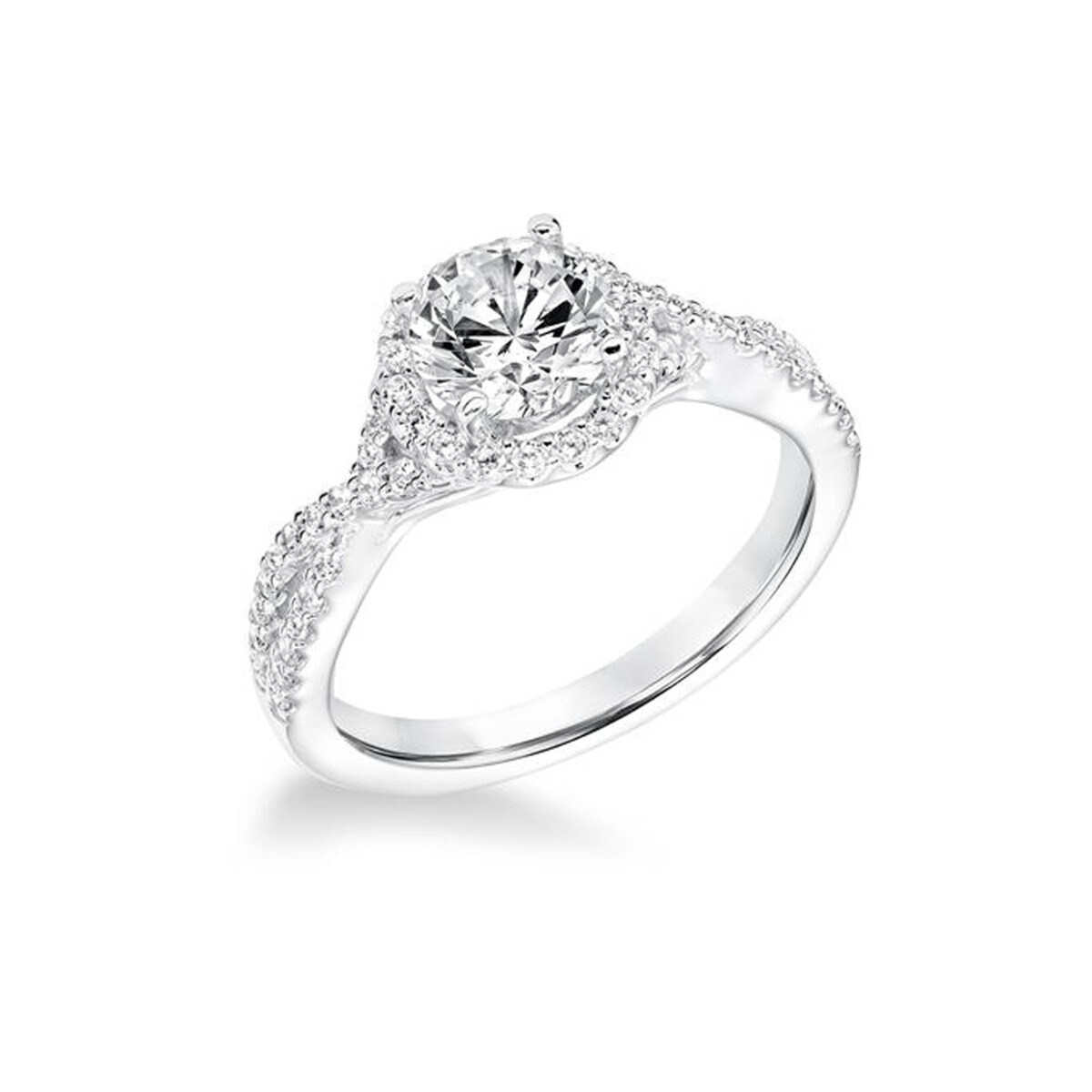 TERRA Platinum 0.75 CT Lab-Created Diamond Halo Engagement Ring Split Infinity Band By Scott Kay