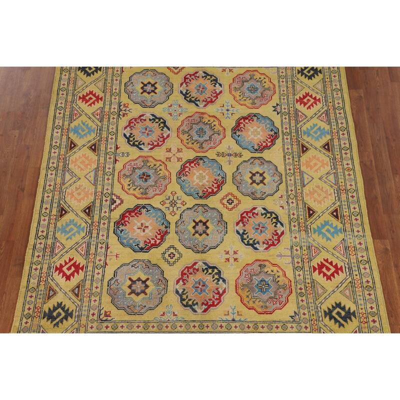 Geometric Kazak Oriental Area Rug Bedroom Handmade Wool Carpet - 5'9" x 8'0"