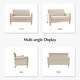 preview thumbnail 9 of 62, HULALA HOME Adika 51"W Farmhouse Striped Linen Upholstered Loveseat with Solid Wood Spindle Legs