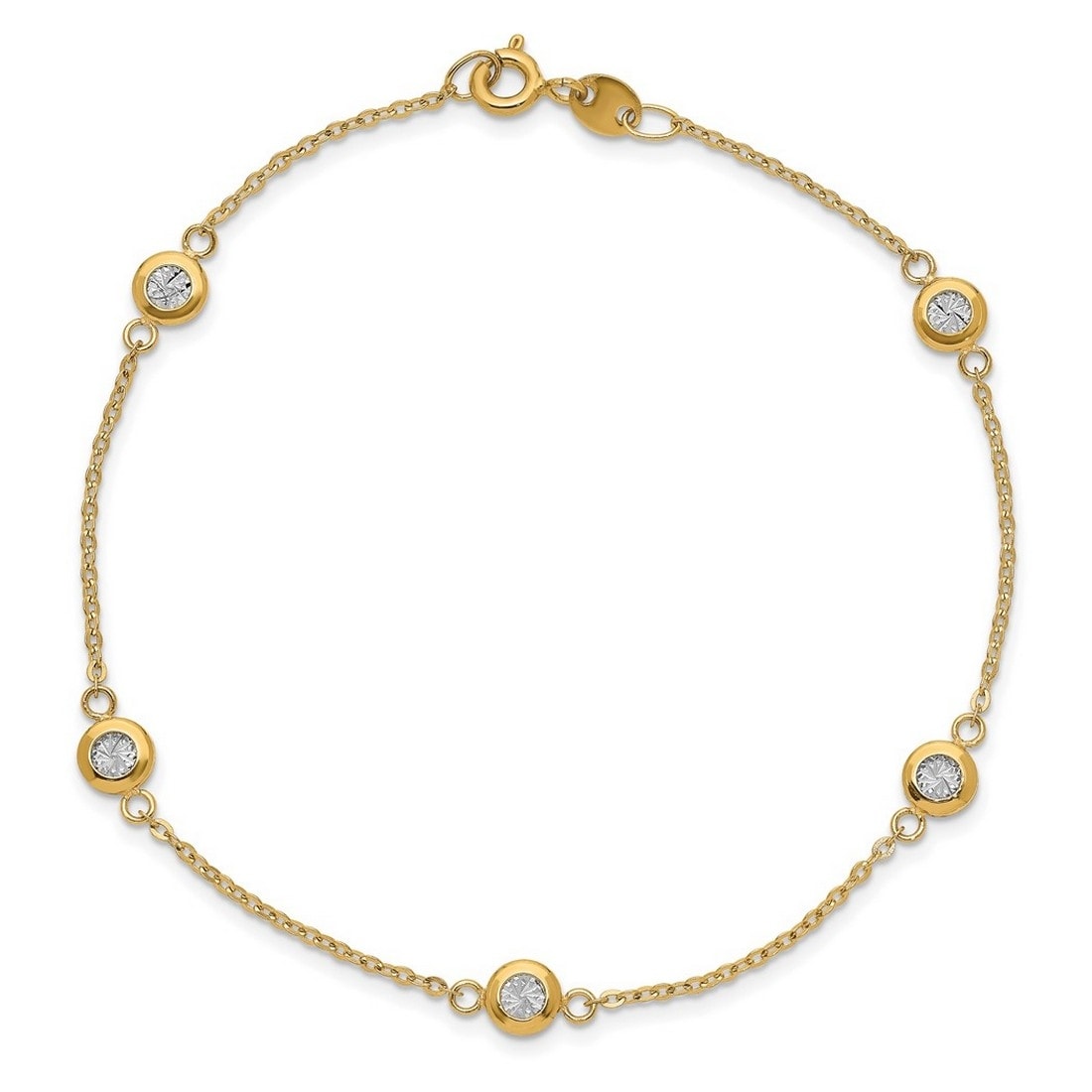Curata 5mm 14k Two tone Gold 7.75" Polished Sparkle Cut Bracelet