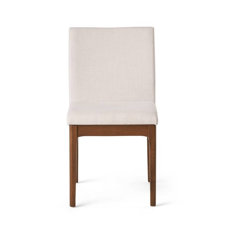 Set of 2, Contemporary Dining Chairs - Upholstered Seat and Backrest, Rubberwood Legs