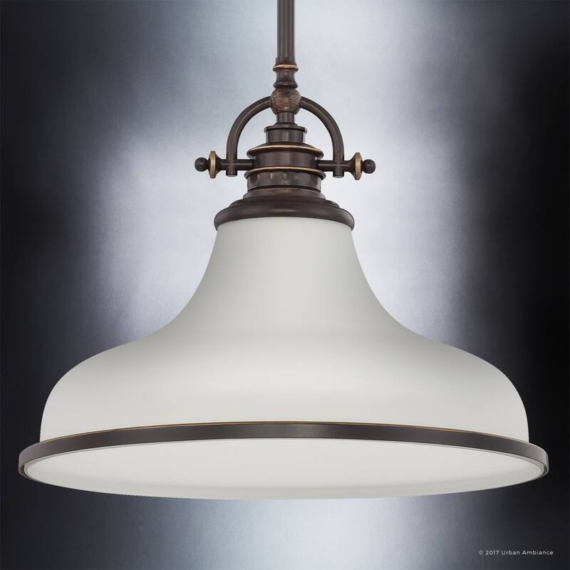 Luxury Industrial Pendant Light, 11.5"H x 13.5"W, with Americana Style, Nostalgic Design, Parisian Bronze Finish