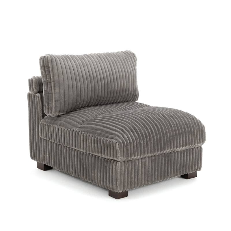 Upholstered Plush Flannel Modular Sectional Sofa with Pillows,Ajustable Headrest