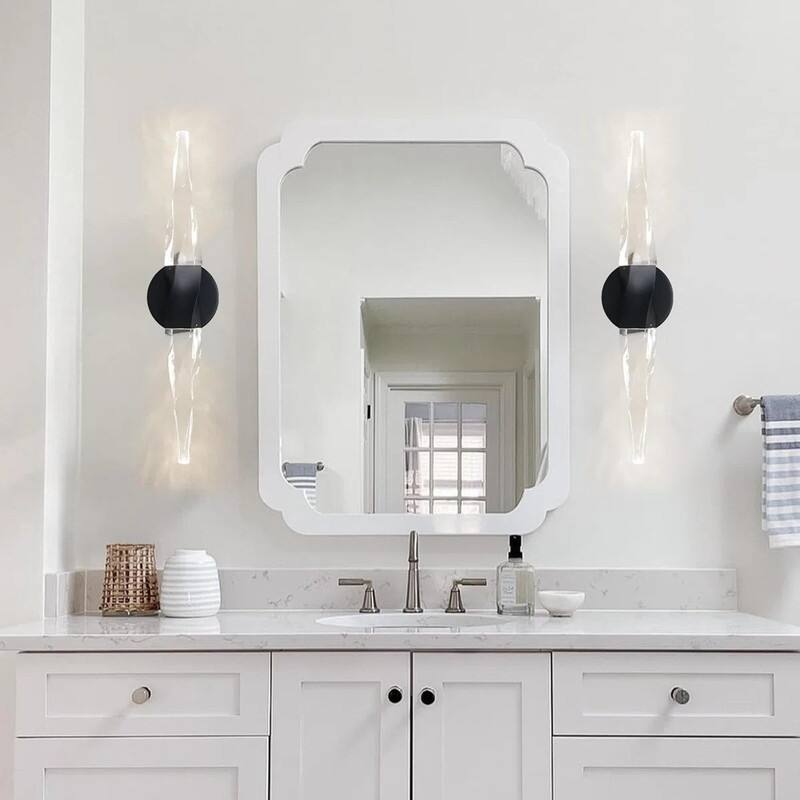KAYLA 20.8" Black Crystal Wall Sconce