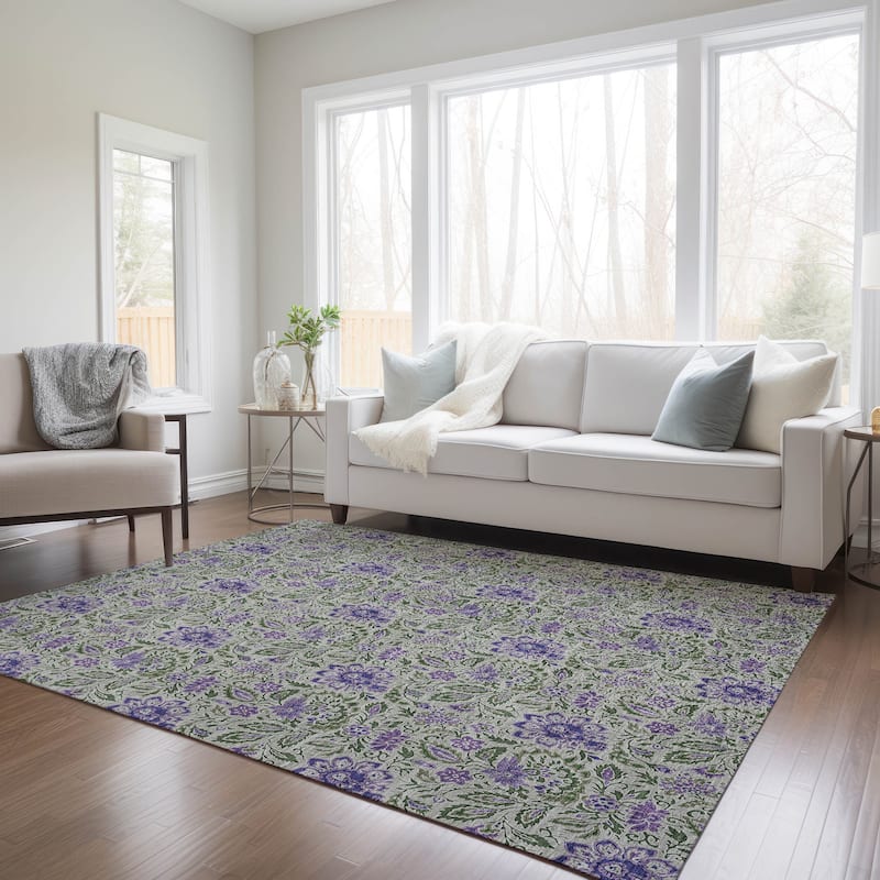Machine Washable Indoor/ Outdoor Chantille Farmhouse Floral Rug