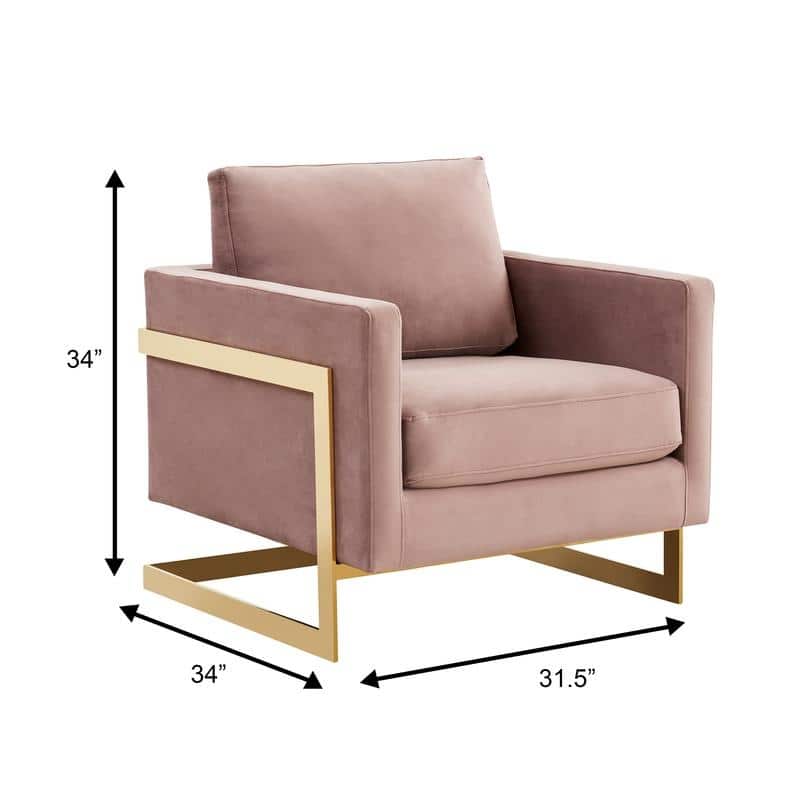 Lincoln Modern Velvet Upholstered Accent Designer Lounge Chair with Gold Frame for Living Room, Bedroom and Home Office - 34"