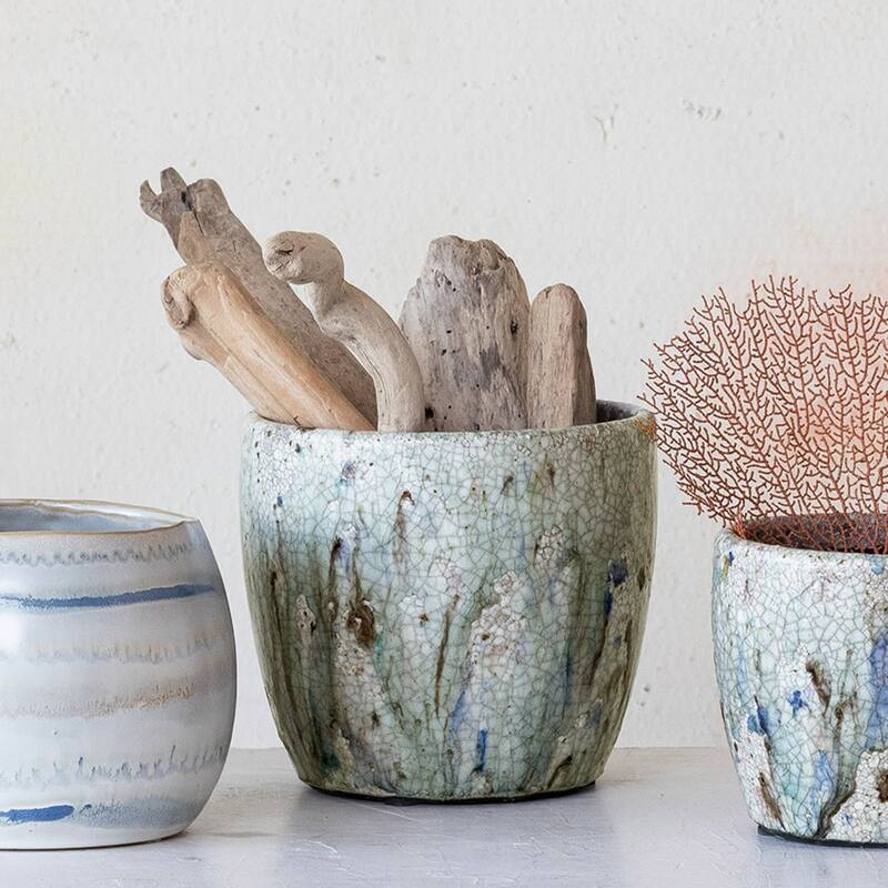 Terra-cotta Planter with Crackle Glaze
