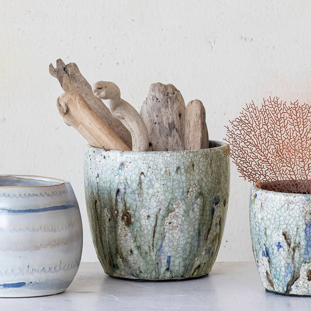 Terra-cotta Planter with Crackle Glaze