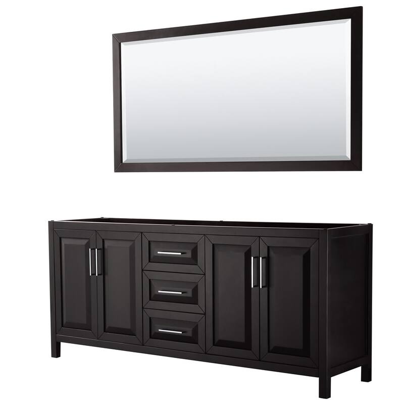 Wyndham Collection Daria 79" Double Free Standing Vanity Cabinet - - Dark Espresso / Polished Chrome Hardware