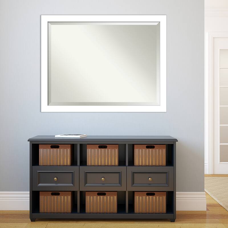 Beveled Wall Mirror - Wedge White Frame - Wedge White