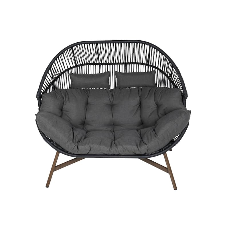 Outdoor Wicker Egg Chairs With Stand Loveseats With Cushions - As picture show