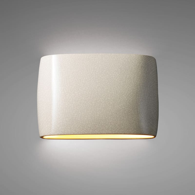Porch & Den Courtside White Crackle Closed Top ADA 2-light Large Oval Wall Sconce