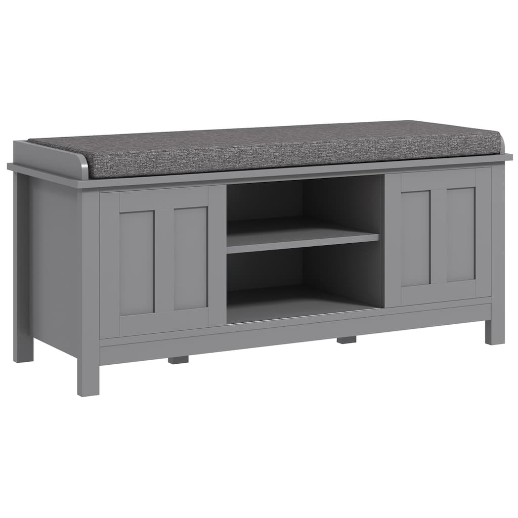 Shoe Rack Bench for Entryway with Cushion, Sliding Doors, 10 Pairs