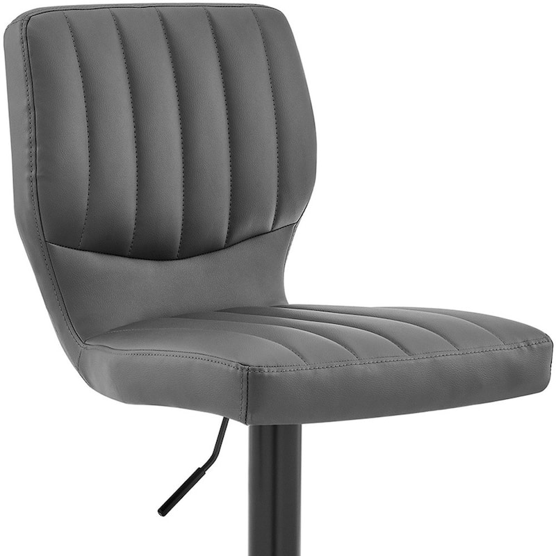 Gray Faux Leather Textured Adjustable Bar Stool - 46" x 17" x 21"