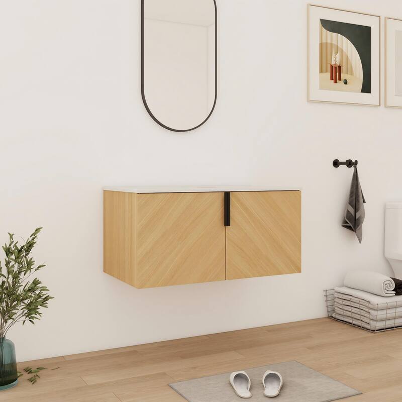 Bathroom Vanity With Sink In 30/36 Inch, Floating Bathroom Vanity With 2 Soft Close Doors