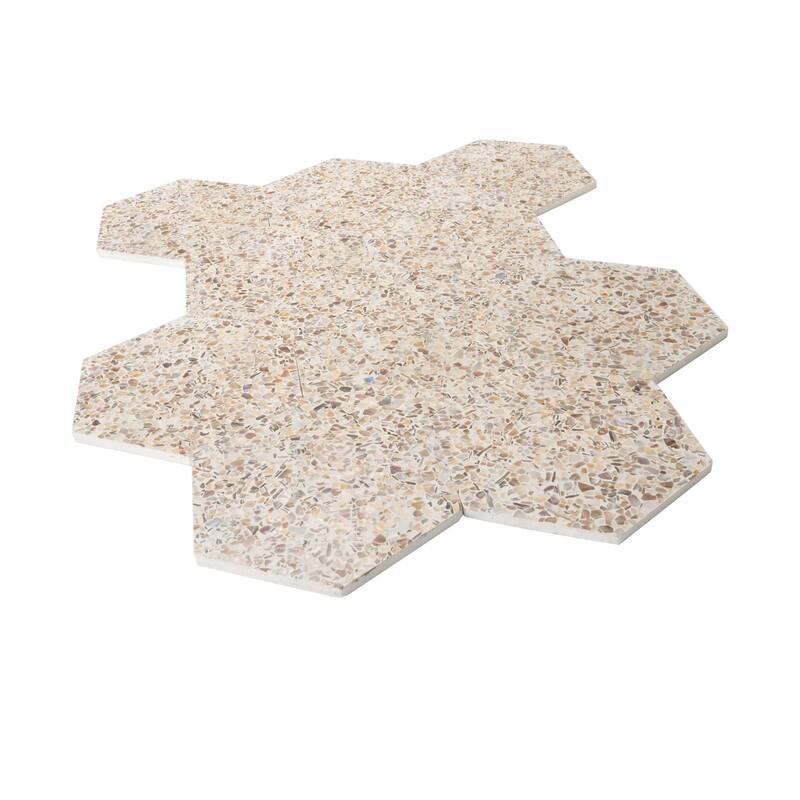 Amalfi 9x8 in. Glossy Shell, Terrazzo Hexagon Wall and Floor Tile (1.8 sq ft/case, 5-Pack)