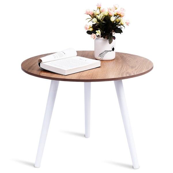 Shop Costway Modern Round Coffee Table Side Tea End Table Pine