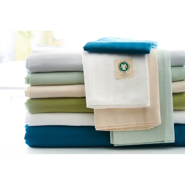 Certified Organic 300 Thread Count Cotton Stripe Sateen Duvet Cover Set