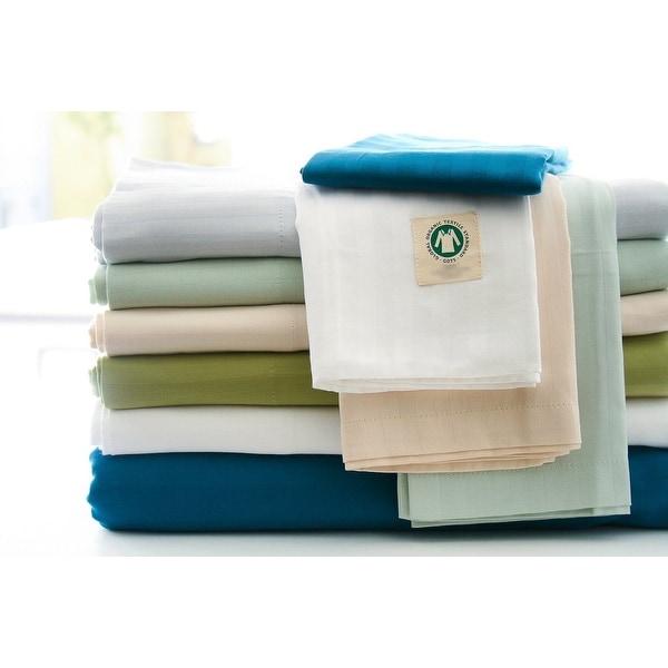 Certified Organic 300 Thread Count Cotton Stripe Sateen Sheet Set