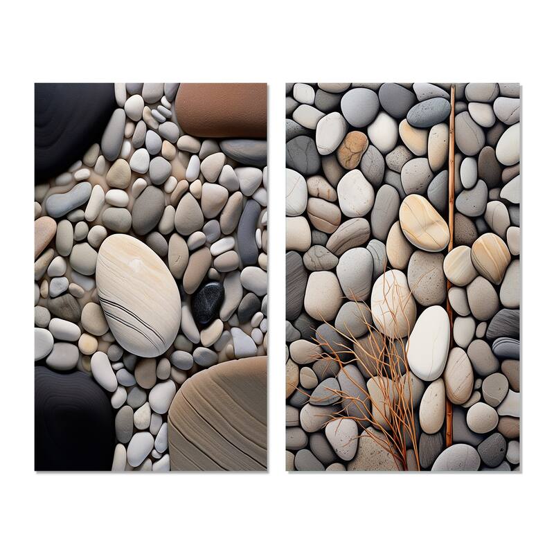 Designart "Beach Photo Harmonious Balance" Coastal Beach Wall Art Set Of 2 Grey Nautical Wall Art For Home Decor