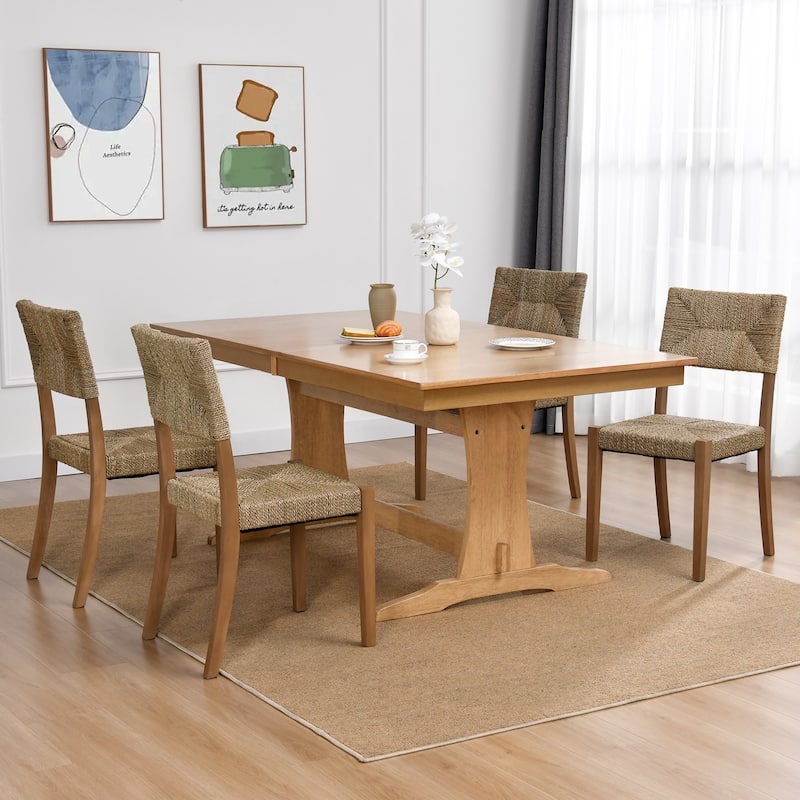 Couture 17.6" Wide Weave Seagrass Rattan Dining chairs - 17.6"W x 20.8"L x 35.6"H