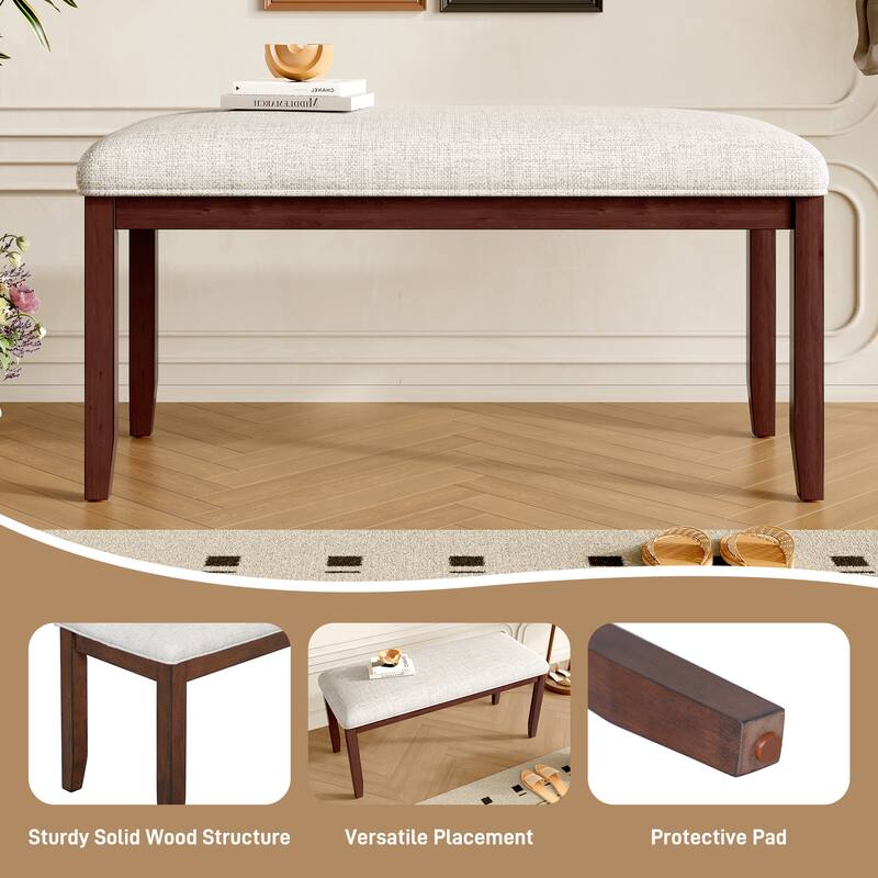 Upholstered Bench Entryway Bench Dining Bench with Padded Seat, Lounge Bench Leisure Bench with Wood Legs