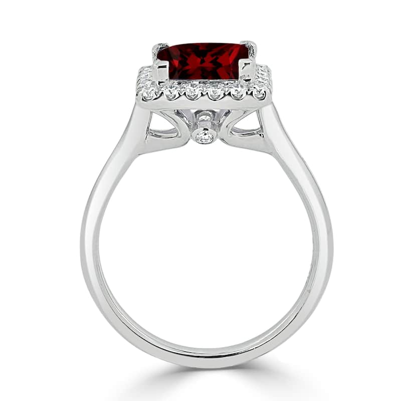 Auriya 1 3/4ct Princess-cut Garnet Gemstone Halo Diamond Engagement Ring 1/3ctw 14k Gold