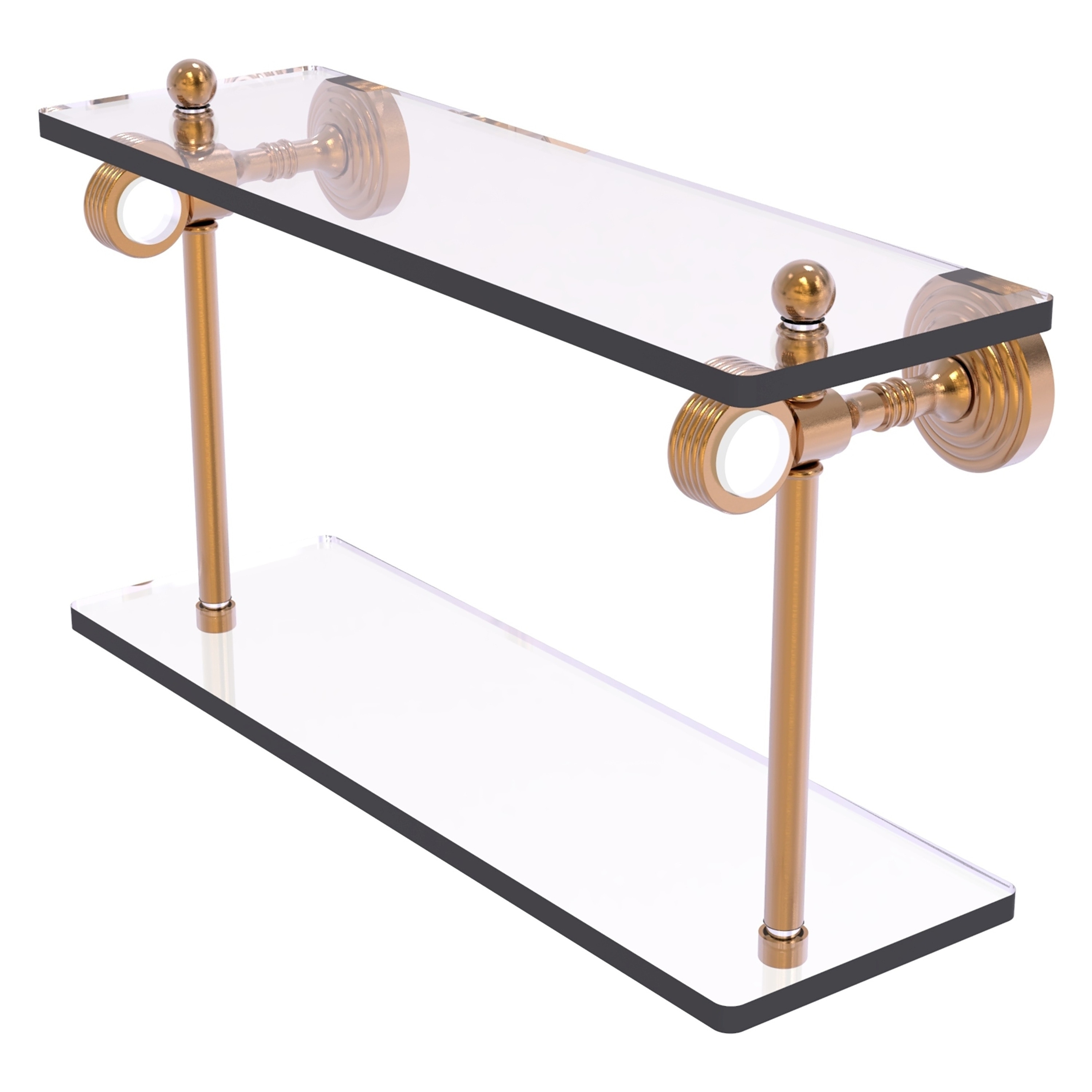Allied Brass Pacific Grove Collection 16 Inch Two Tiered Glass Shelf with Grooved Accents