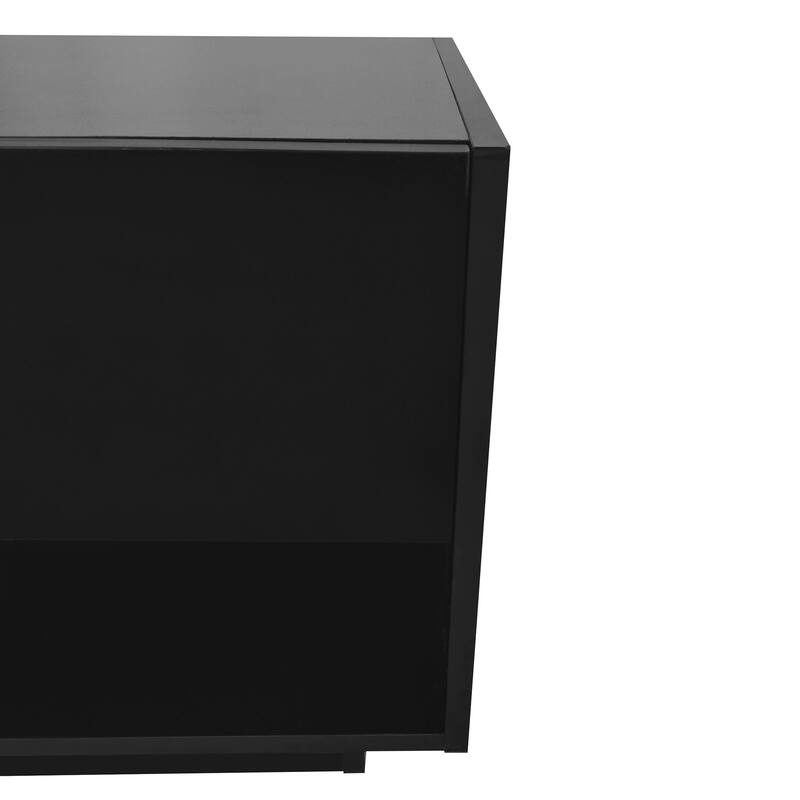 ​Modern Black TV Stand with 4 Storage Compartments and 4 Metal Decorative Legs for Living Room Bedroom