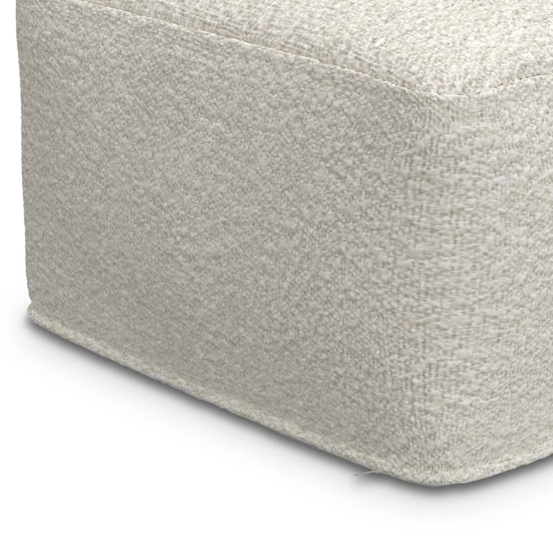 WYNDENHALL Lyanna Contemporary Square Pouf in Ivory Boucle