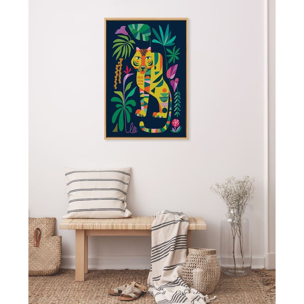 Kate and Laurel Sylvie Tiger in the Forest Framed Canvas by Rachel Lee